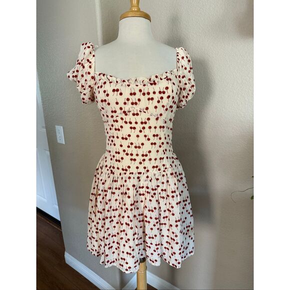 NWT Reformation x Anthropologie Womens Cherry Davonne Mini Dress Cream Sz 8 - Picture 5 of 16